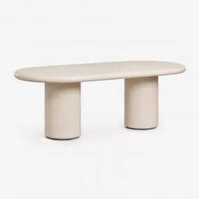 Owalny Stół Jadalniany 220x100 Cm Z Cementu Namara Tapioka Beżowa - Sklum