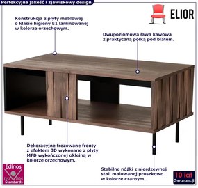 Orzechowa ława kawowa z półką - Havier 3X