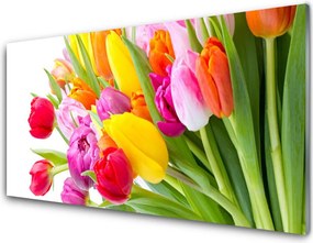 Szkło do Kuchni na Ścianę Barwny Bukiet Tulipanów