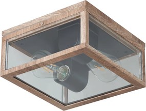 Industrialna lampa sufitowa z nadrukiem drewna IP44 2-źródła światła - Charlois