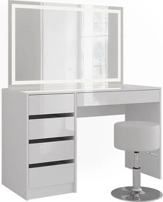 Stół do toalety biały/biały wysoki połysk 119.8x50.1x76 sherry