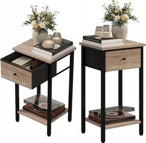 Stolik nocny komoda szafka szufladą półką jasny brąz industrialny loft 51cm