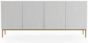 Komoda Nicole 200 cm na metalowych nogach - biały mat / złote nóżki