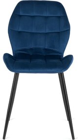 Krzesło Tapicerowane do Jadalni LUCKY Granatowe Welurowe Nowoczesne Loft