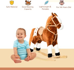 HOMCOM konik na biegunach dla dzieci konik na biegunach bujak rżący różowy