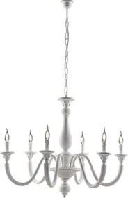 Żyrandol Lucca Shabby White Wooden 6 Lights 129 Ø86 BL271-6-BCO
