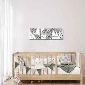 Obraz - Mapa piktogramów (z zegarem) (90x30 cm)