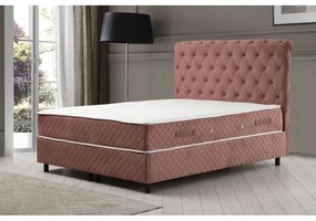 Różowe łóżko boxspring ze schowkiem 140x200 cm Sonata – Kalune Design