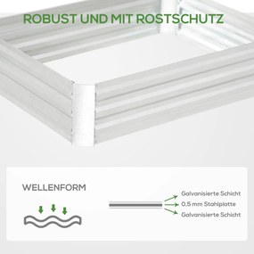 Outsunny Podwyższona grządka Ogrodowa z Ocynkowanej Stali – Idealna do kwiatów, ziół, Warzyw 120 x 90 x 30 cm