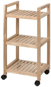 Regał łazienkowy na kółkach ACINA z trzema półkami, drewno akacjowe, WENKO