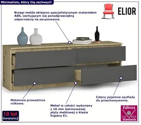 Komoda z szufladami do salonu dąb artisan + grafit - Daria