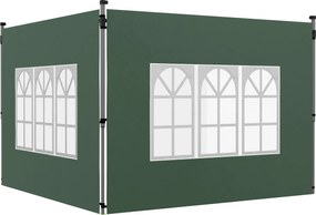 Outsunny Zestaw 2 ścianek do pawilonu 3x3/3x4 m, ścianka z oknem, wodoodporne, Zielony | Aosom PL