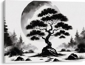 Obraz – Czarno-biały bonsai (70x50 cm)