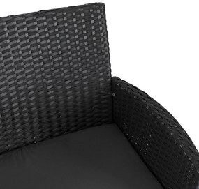 Sofa Ogrodowa Dwuosobowa ze Stolikiem KENT Technorattan Czarna