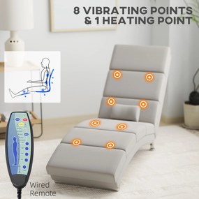 HOMCOM Fotel Relaksacyjny Elektryczny z Funkcją Masażu, Podgrzewaniem, Wibracjami i Poduszką Lędźwiową, 56 x 168 x 84 cm, Kremowy | Aosom PL