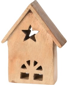 Drewniany domek dekoracyjny Star, 9,5 x 11 x 9,5cm