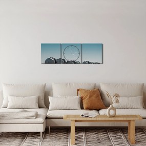 Obraz - Odejście słoni (z zegarem) (90x30 cm)