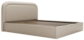 Łóżko ze skrzynią 140 x 190 cm - Melanżowa tkanina - Beżowy - FIREZA II