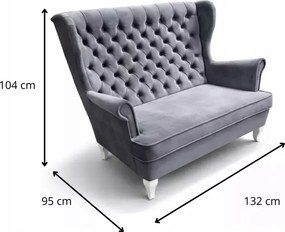 Designerska sofa uszak 2 osobowa głęboko pikowana