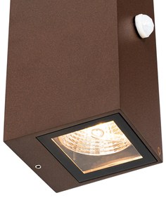Zewnetrzna Kinkiet / Lampa scienna rdzawy brąz 2-punktowy GU10 AR70 IP44 z czujnikiem ruchu - BalenoPrzemysłowy Oswietlenie zewnetrzne