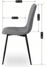 Zestaw Stół Okrągły Rozkładany HARRY 102-142 cm Dąb Artisan/Czarny i 6 Krzeseł Tapicerowanych ROBIN 2 Szarych Nowoczesnych