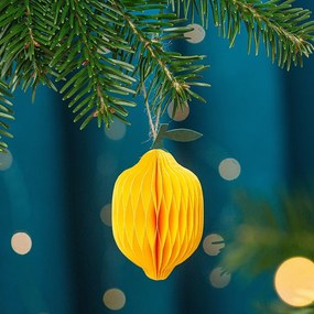 Papierowa ozdoba świąteczna wykonana ręcznie ø 6 cm Lemon Honeycomb – Sass &amp; Belle