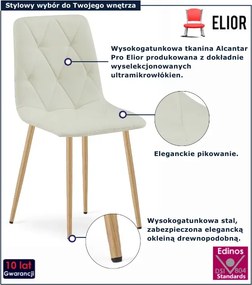 Beżowe pikowane krzesło tapicerowane na metalowych nogach K4-L23