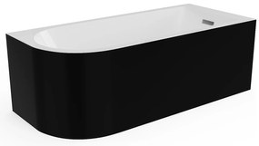 Wanna narożna - 201 l - 150 x 75 x 58 cm - Czarny z połyskiem - Prawostronna - ANIKA