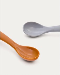Jasnoniebiesko-pomarańczowe plastikowo-silikonowe łyżeczki dla dzieci zestaw 2 szt. Lili – Kave Home