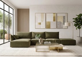 Narożnik lewy Cookie z pufą 364x171 cm Manila 34 zielony