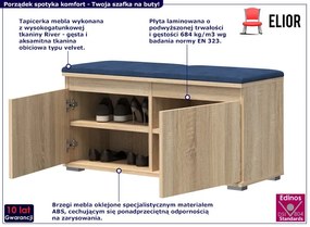 Nowoczesna szafka na buty z siedziskiem dąb sonoma + granat - Risix 3X