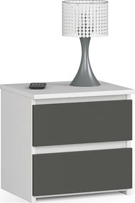 Szafka nocna AKORD CL2 Biała 40 cm 2 szuflady kolor Grafit Szary mat 40x35x40 cm