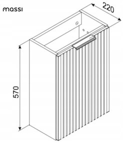 Szafka wisząca pod umywalkę kaszmir ryflowany front 40 x 22 cm ASTROS