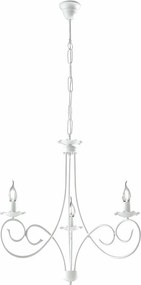 Alma - Biały lakierowany żyrandol z żelaza z dekoracją w stylu shabby chic, 3 lampy, 120 cm - Ø50 cm - BL130-3-BCO