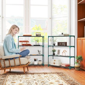 Outsunny Zestaw 2 stojaków na rośliny, 4-poziomy, 104 cm wysokości, stojak na kwiaty do wnętrz i na zewnątrz, stal, ciemnozielony | Aosom PL