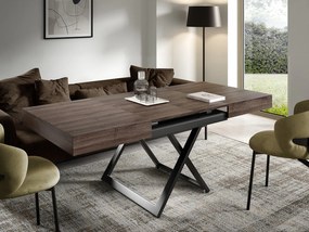 Ławostół 120 cm Ducale U - stół rozkładany do salonu 120-200 cm, regulowana wysokość, czarny stelaż - Anthracite Sherman Oak