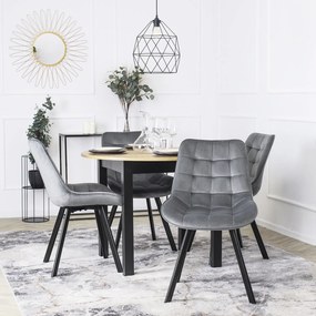 Zestaw 4x Krzesło Tapicerowane RICK do Salonu Szare Welurowe Nowoczesne Loft