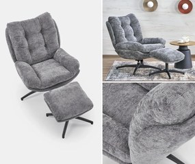 Fotel do salonu z podnóżkiem i funkcją kołyski Pesto Halmar