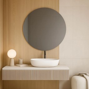 Lustro okrągłe wiszące bezramowe oszlifowane bez oświetlenia MOON | Różne rozmiary | Różne kolory szkła : Kolor - Grafit, Średnica - 60 cm