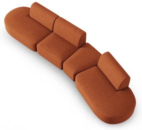 Sofa z tkaniny szenilowej prawostronna w kolorze terakoty 428 cm Paolo – Milo Casa