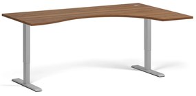 Ergonomiczne biurko z regulacją wysokości, 180x120 cm, 2 silniki, L/P, szara podstawa, orzech
