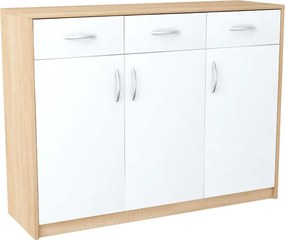 Klasyczna komoda z szufladami dąb sonoma + biały H8-P85