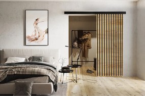 Emporius drzwi naścienne 80 cm Belor - nowoczesne drzwi z imitacją lameli, drzwi naścienne dąb craft złoty