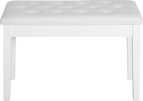 HOMCOM Taboret do Pianina Biały Wiejski Styl z Schowkiem Drewno Kauczukowe Sztuczna Skóra 76x36x50cm | Aosom PL