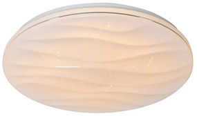 Lampa sufitowa biała 38 cm z wbudowanym LED z pilotem - Damla Nowoczesny Oswietlenie wewnetrzne