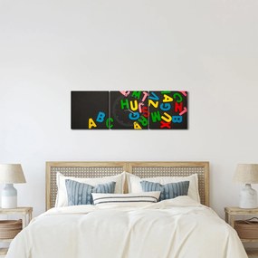 Obraz - kolorowe litery (z zegarem) (90x30 cm)