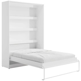 Łóżko chowane w szafie 140 × 200 cm – Otwieranie pionowe manualne – oświetlenie LED – Białe – RAPILI