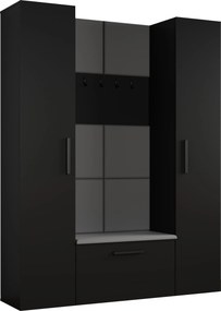 Masseno Garderoba MODULO 160,6/204/40 cm do Przedpokoju Nowoczesna Czarna