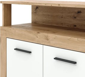 Komoda Czterodrzwiowa z Szufladami BLAGO 190 cm Dąb Artisan/Biały Nowoczesna