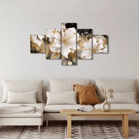 Obraz - Kwiaty w kolorze złotym (125x70 cm)